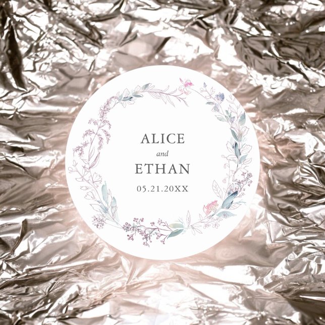 Adesivo Redondo Casamento De Ferro Rosa-Esmagado Botânico (Criador carregado)