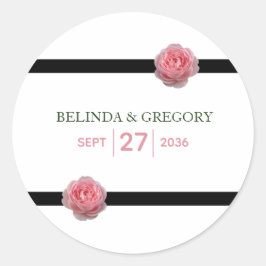 Adesivo Redondo Casamento de Fita Negra Rosa Rosa Rosa Rosa Rosa R