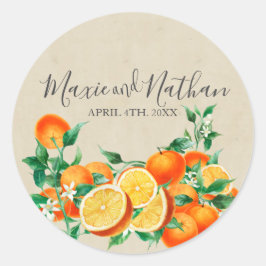 Adesivo Redondo Casamento de Flor Laranja