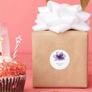 Adesivo Redondo Casamento de Flor Roxo Gordo