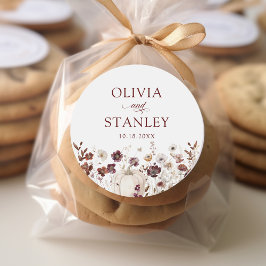 Adesivo Redondo Casamento de Flor Selvagem de Abóbora