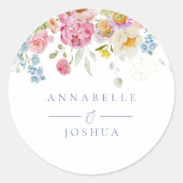 Adesivo Redondo Casamento de Florais de Jardim Suave