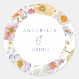 Adesivo Redondo Casamento de Florais de Jardim Suave