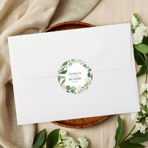 Adesivo Redondo Casamento de Florais Geométricos Elegantes com Fol
