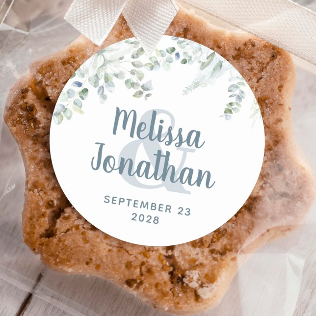 Adesivo Redondo Casamento de flores brancas florais com aquarela r (Criador carregado)