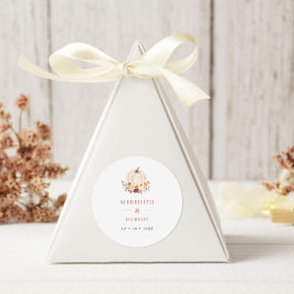 Adesivo Redondo Casamento de Flores de Abóbora Branca Roxo e Terra