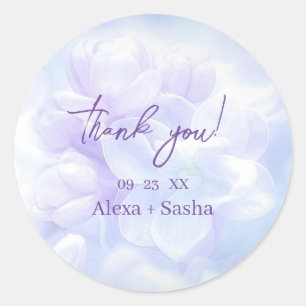 Adesivo Redondo Casamento de Flores de Lilás Roxo Claro Elegante