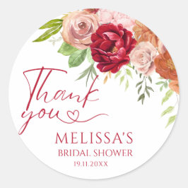 Adesivo Redondo Casamento de flores de outono noivado obrigado