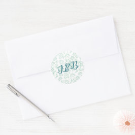 Adesivo Redondo Casamento de Flores de Peônias Desenhadas em Mão V