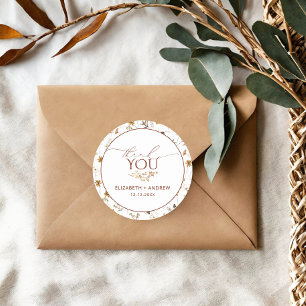 Adesivo Redondo Casamento de Flores Silvestres de Outono Minimalis