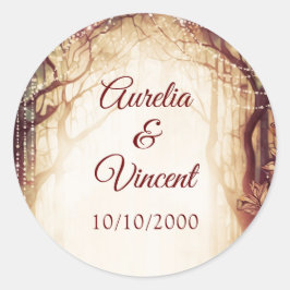 Adesivo Redondo Casamento de Floresta Encantada