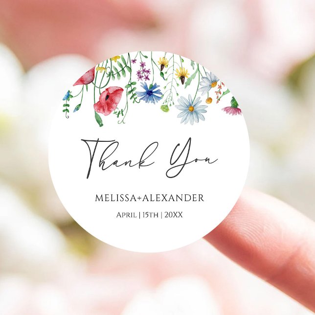 Adesivo Redondo Casamento de Florestas do Jardim de Flores Selvage (Criador carregado)