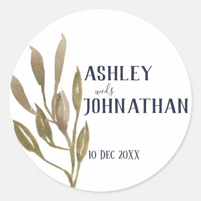 Adesivo Redondo Casamento de Folhas de ouro (Frente)