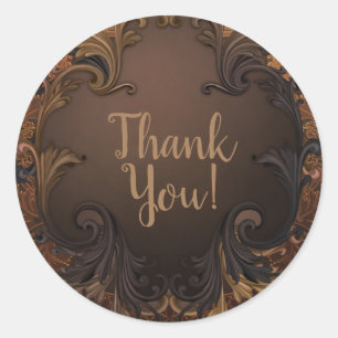 Adesivo Redondo Casamento de Folhas Ornamentais Douradas de outono