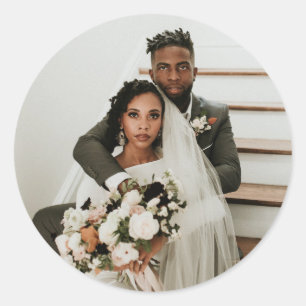 Adesivo Redondo Casamento de Fotografias do Casal Moderno Noivo