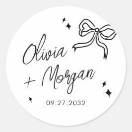 Adesivo Redondo Casamento de Friso de Script de Trendy Doodle