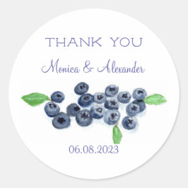 Adesivo Redondo Casamento de Frutas Blueberry Blueberry Obrigado
