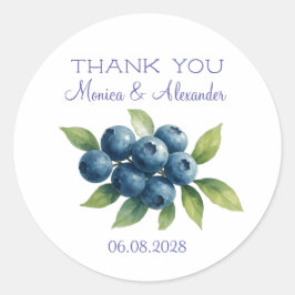 Adesivo Redondo Casamento de Frutas Blueberry Blueberry Obrigado