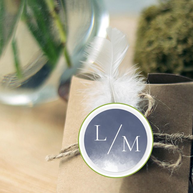 Adesivo Redondo Casamento de fumaça Marinho Clássico Azul (Criador carregado)