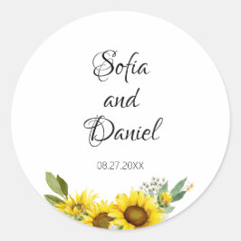 Adesivo Redondo Casamento de girassol
