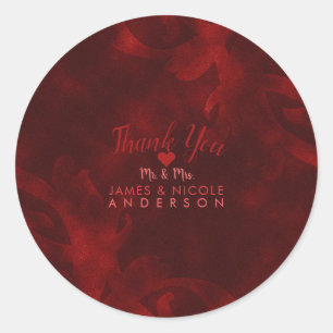 Adesivo Redondo Casamento de Glam Glamor Vintage de Veludo Vermelh