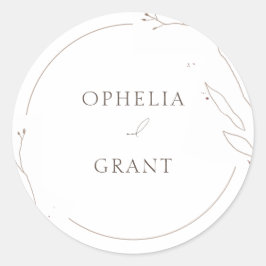 Adesivo Redondo Casamento De Grama Selvagem Simples Obrigado Pinhe