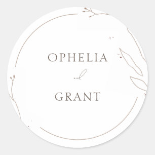 Adesivo Redondo Casamento De Grama Selvagem Simples Obrigado Pinhe