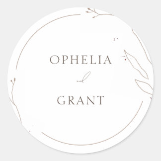 Adesivo Redondo Casamento De Grama Selvagem Simples Obrigado Pinhe