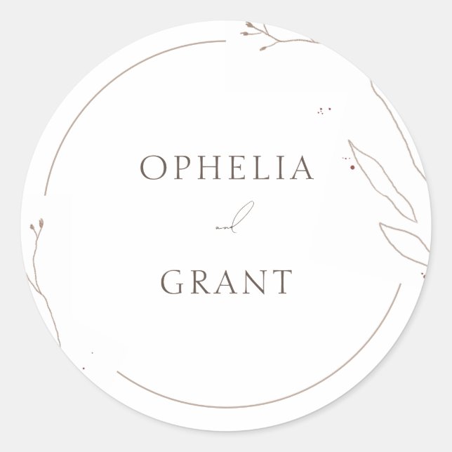 Adesivo Redondo Casamento De Grama Selvagem Simples Obrigado Pinhe (Frente)