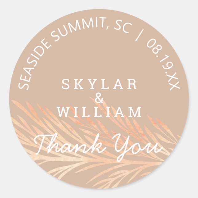 Adesivo Redondo Casamento de Grass Neutral Tostado de Amêndoa (Frente)