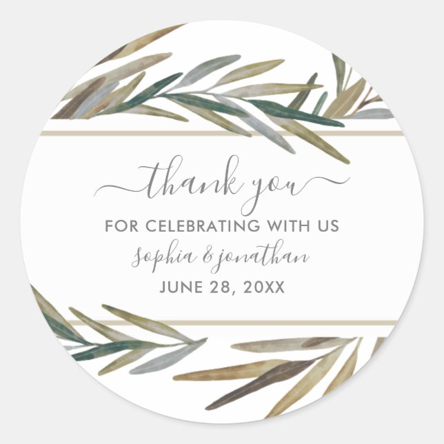 Adesivo Redondo Casamento de Herbias Botânicas Rustic Botanical Ob (Frente)