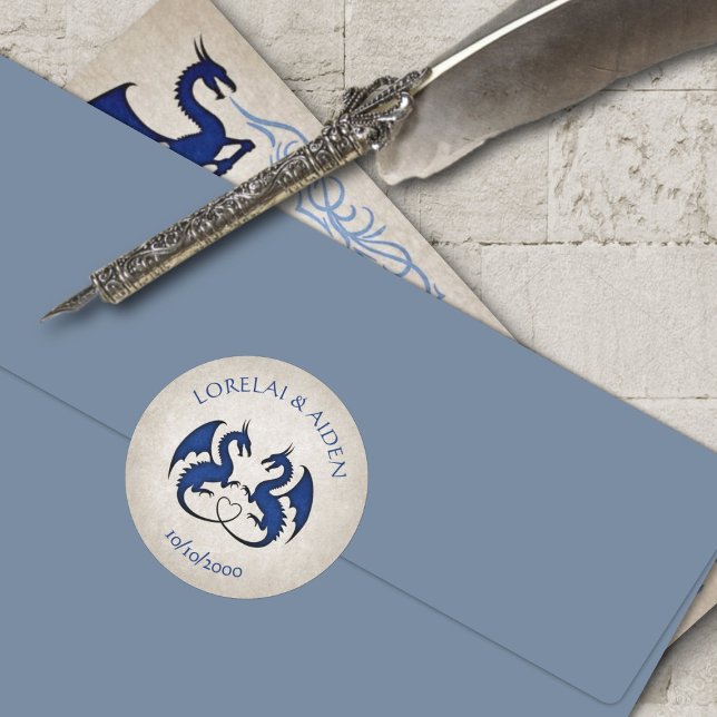 Adesivo Redondo Casamento de incêndio do dragão (Criador carregado)