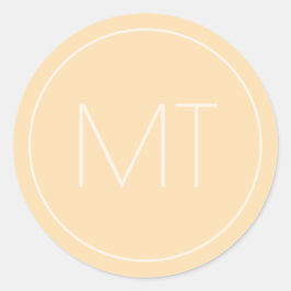 Adesivo Redondo Casamento de Iniciais Tonais de Champanhe Moderno