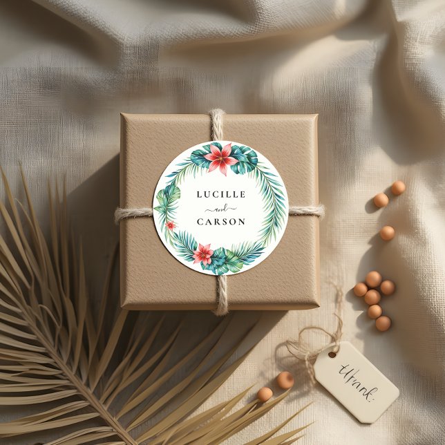 Adesivo Redondo Casamento de Jardim Botânico de Terra Verde Tropic (Criador carregado)