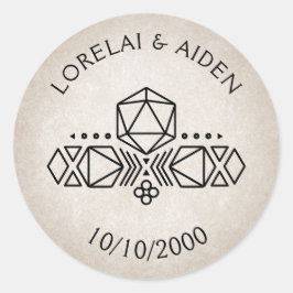Adesivo Redondo Casamento de Jogadores RPG D20