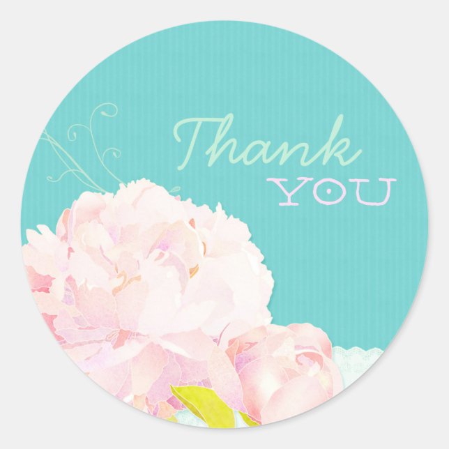 Adesivo Redondo Casamento de Lagoa de Pensão Rosa Obrigado (Frente)