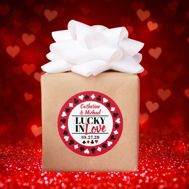 Adesivo Redondo Casamento De Las Vegas Casino Salvar A Data (Criador carregado)