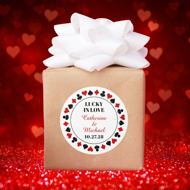 Adesivo Redondo Casamento De Las Vegas Casino Salvar A Data (Criador carregado)