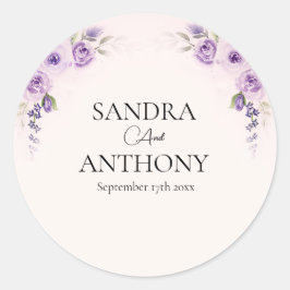 Adesivo Redondo Casamento de lavanda e Rosa de Esmagamento