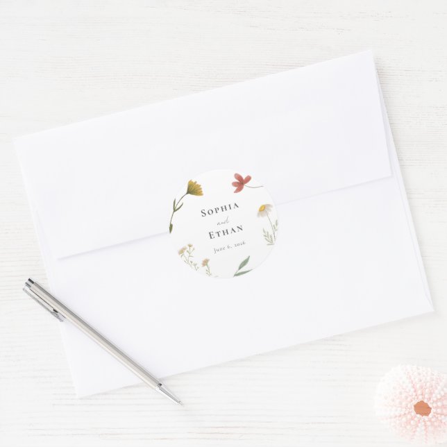 Adesivo Redondo Casamento de Leander Wildflower (Envelope)