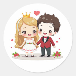 Adesivo Redondo Casamento de Letras Românticas - Arte de Chibi