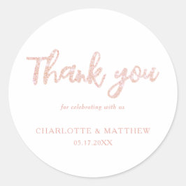 Adesivo Redondo Casamento de Leve Dourada Elegante Shiny Rosa