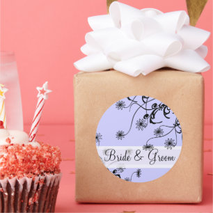 Adesivo Redondo Casamento de Lilac Periwinkle, Lavanda de flor sel