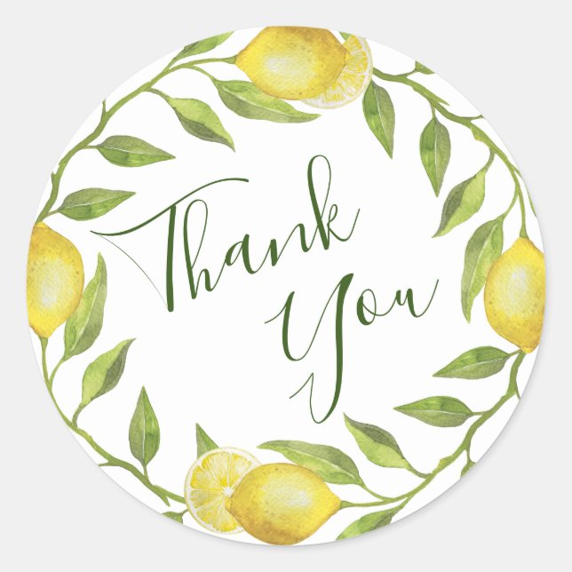 Adesivo Redondo Casamento de limões e aquarelas doces (Frente)