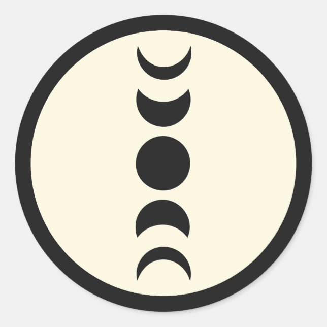 Adesivo Redondo Casamento de Luxo Lunar Negro e Lua de Creme (Frente)