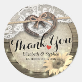 Adesivo Redondo Casamento De Madeira De Girassol De Ferradura Obri