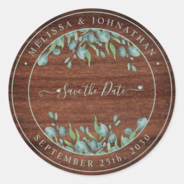 Adesivo Redondo Casamento De Madeira Rústica Eucalyptus Salva A Cl