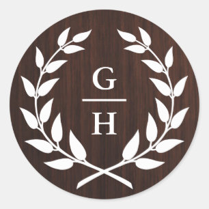 Adesivo Redondo Casamento de madeira rústico do teste padrão da