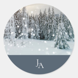 Adesivo Redondo Casamento de Manchas de Neve da Woodland Woodland