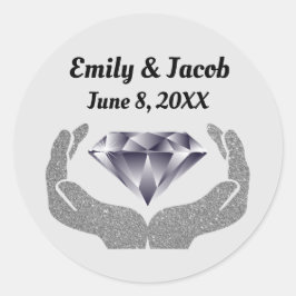 Adesivo Redondo Casamento de Mãos Diamante